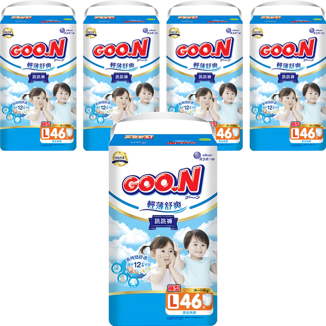 GOO.N 大王 輕薄舒爽 紙尿布 褲型 9~14kg, 230片, L