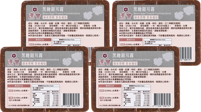 蔗會 黑糖銀耳露, 4個, 1個裝, 300g