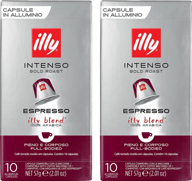 illy 意利 INTENSO 深烘培濃縮 咖啡膠囊 NESPRESSO適用, 2個, 5.7g, 10個裝