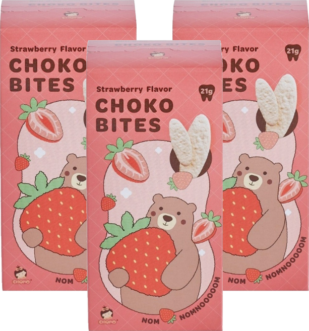 CHOKO 俏菓 咬咬米餅, 21g, 3個, 草莓