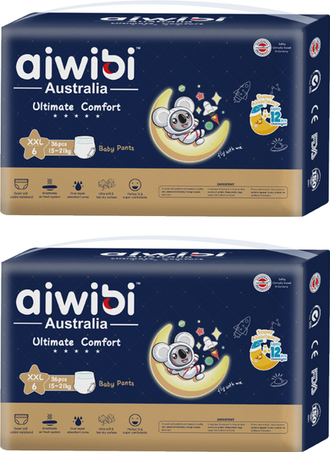 aiwibi 愛薇彼 夜用甄柔瞬吸 褲型尿布, XXL, 72片