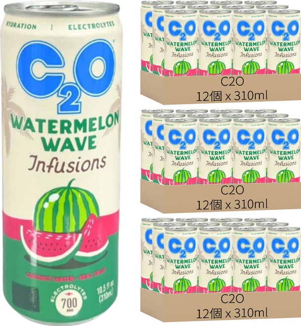 C2O 西瓜椰子水, 36個, 310ml