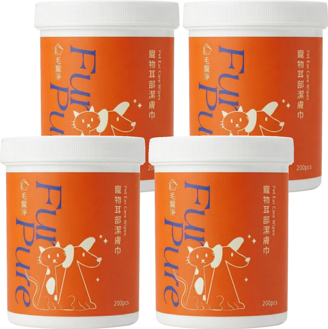 FurPure 毛寵淨 寵物耳部潔膚巾, 4個, 200個裝
