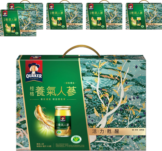 QUAKER 桂格 養氣人蔘 補氣禮盒 8瓶, 480ml, 6盒
