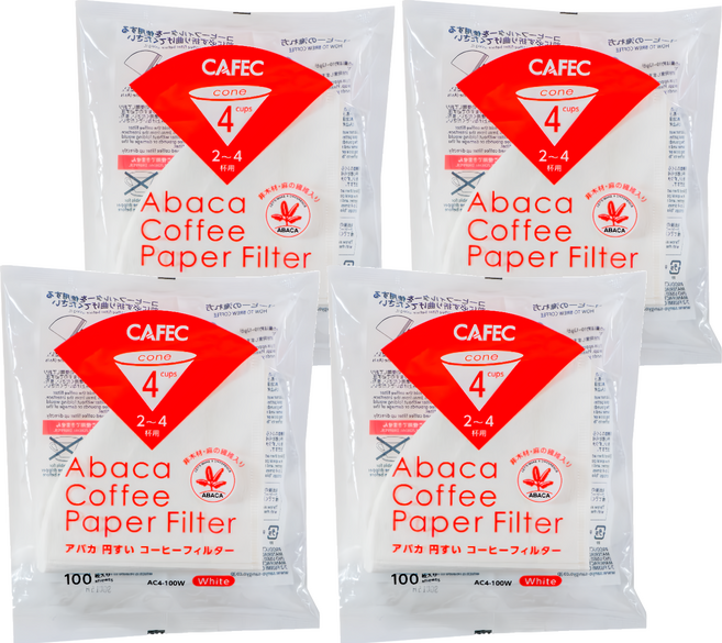 CAFEC ABACA 錐形咖啡濾紙, 4包, 100張