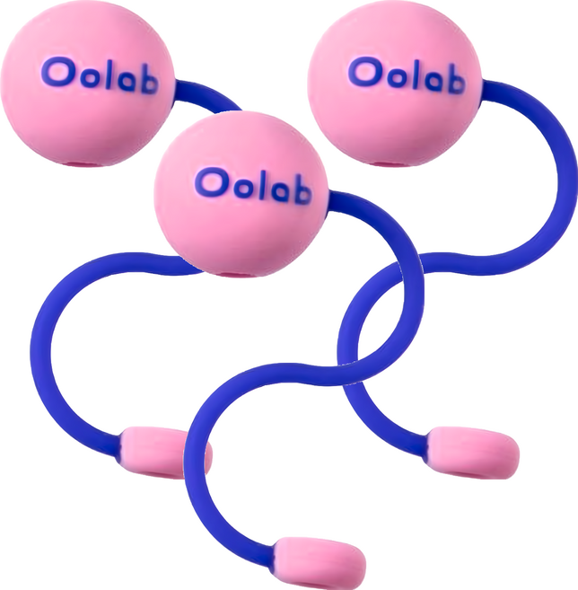 Oolab 良杯製所 泡泡糖矽膠防塵吸管蓋 細 甜酷粉, 1個, 3個