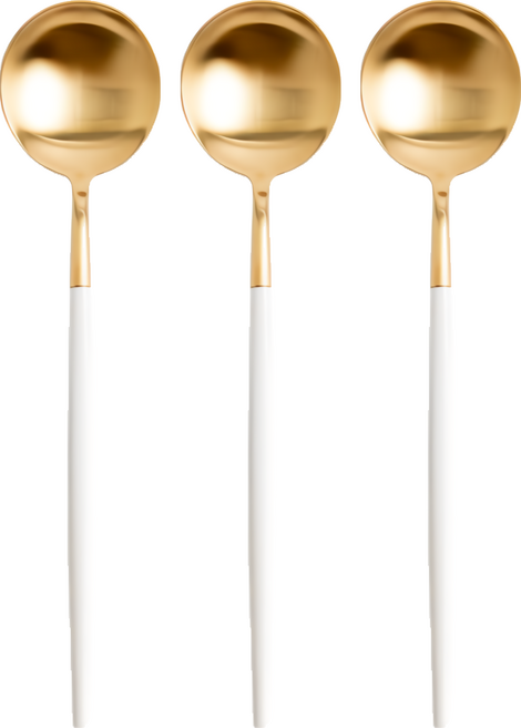 葡萄牙風 304不鏽鋼 白金 餐匙, 3入