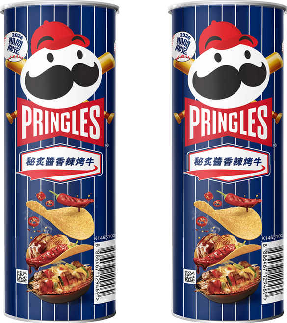 PRINGLES 品客 秘炙醬香辣烤牛風味洋芋片, 95g, 2個