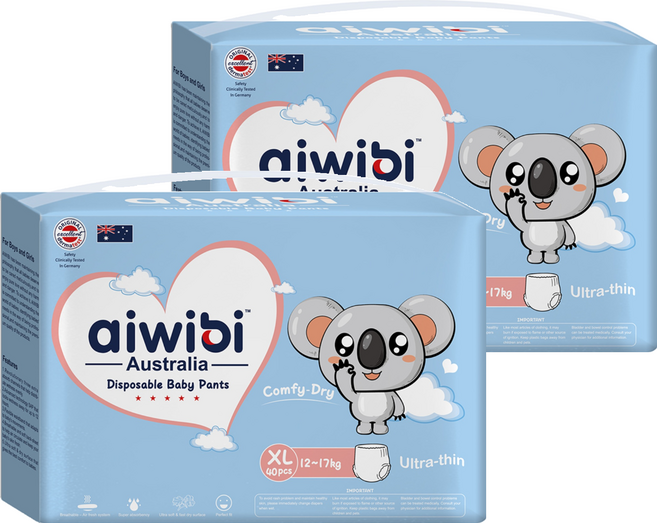 aiwibi 愛薇彼 清新乾爽透氣輕薄 褲型尿布 12~17kg, XL, 80片