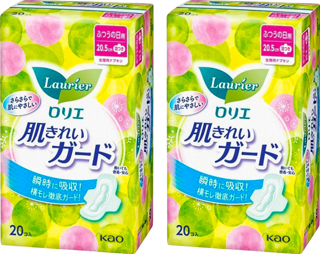 Laurier 蕾妮亞 親膚柔護衛生棉 20.5cm, 2個, 20片, 日用