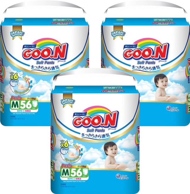 GOO.N 大王 輕薄舒爽 紙尿布 褲型 7~12kg, M, 168片