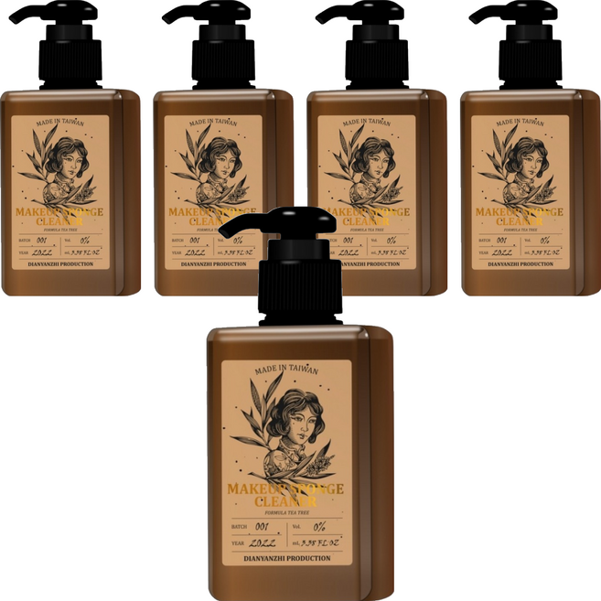 DIAN YAN ZHI 點胭脂 粉撲海綿專用清潔劑, 100ml, 5瓶