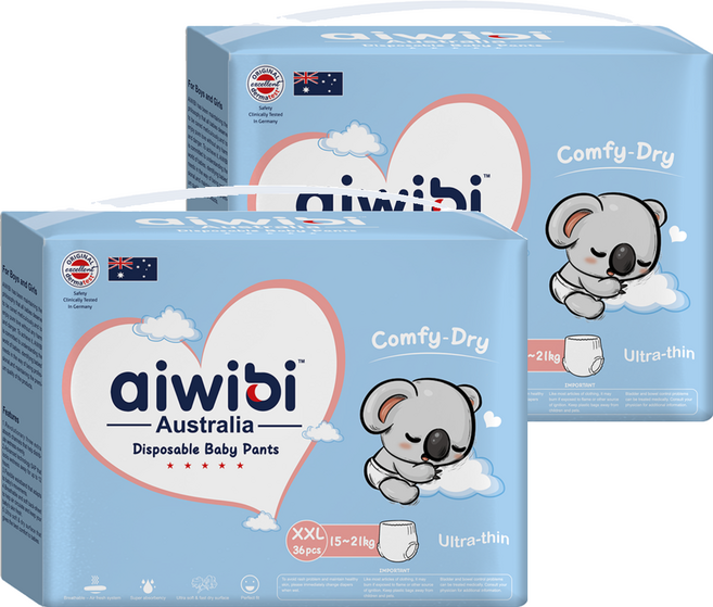aiwibi 愛薇彼 清新乾爽透氣輕薄 褲型尿布 15~21kg, XXL, 72片