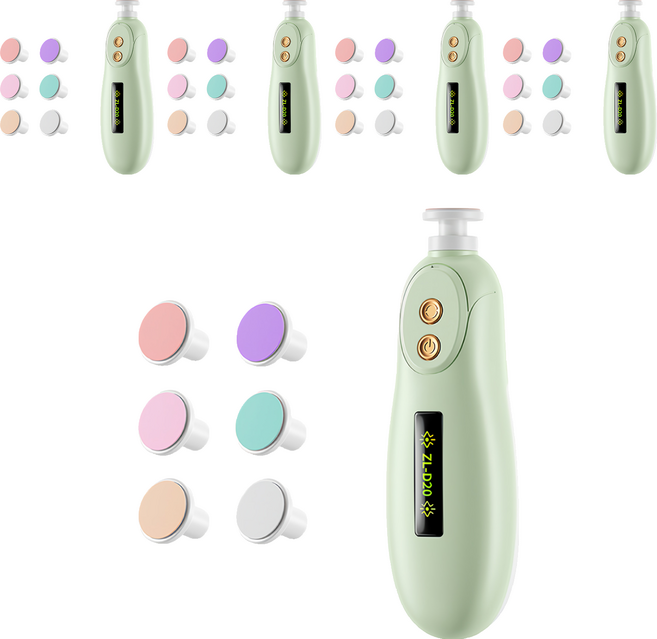 OhBabyLying 讓寶寶躺躺 電動磨甲器 附打磨頭7顆, 粉綠色, 5組