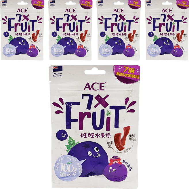 ACE 軟糖斑斑水果條 黑醋栗 + 奇亞籽, 32g, 5包