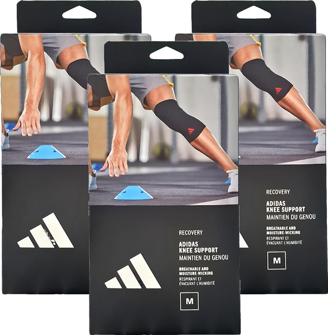 adidas 愛迪達 Recovery系列 膝關節用彈性透氣護套 ADSU-12418RD, 3個, 黑色