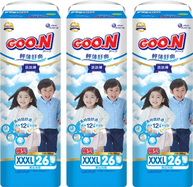 GOO.N 大王 輕薄舒爽 紙尿布 褲型 18~30kg, 3XL, 78片