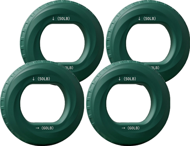 TIMLEI 硅膠握力器/腕力手部握力圈 50/60LB, 綠色, 4個