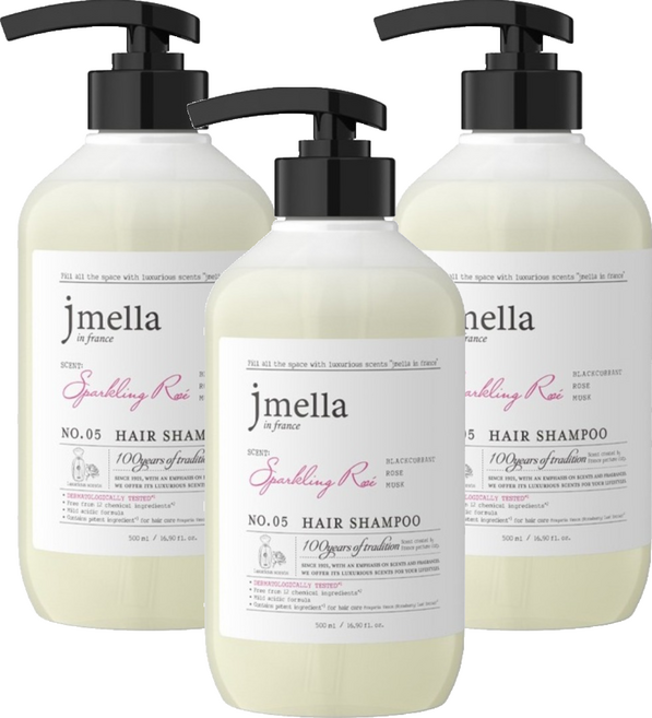 jmella 香檳玫瑰洗髮精, 3件, 500ml