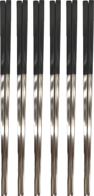 葡萄牙風 304不鏽鋼 筷子, 1雙筷子, 黑銀色, 6雙