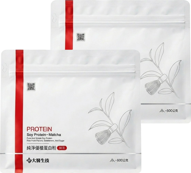 大醫生技 純淨優植蛋白粉 抹茶, 600g, 2個