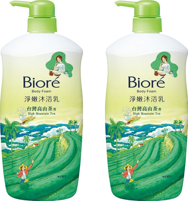 Biore 蜜妮 淨嫩沐浴乳 台灣高山茶香 清爽型, 1kg, 2個
