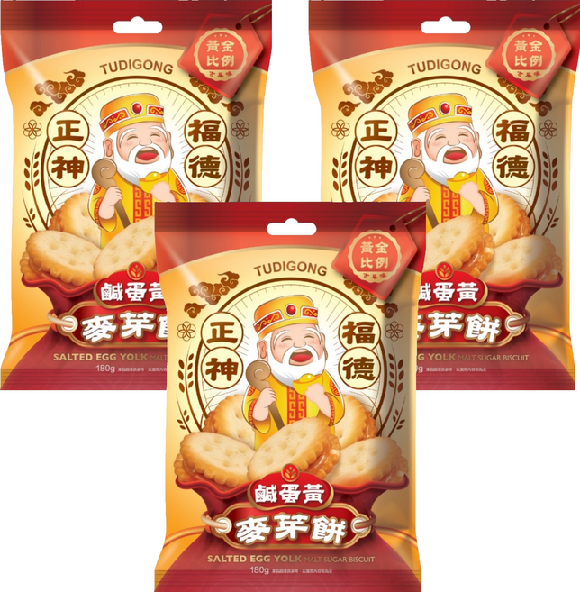 黃金比例 土地公鹹蛋麥芽糖, 3個, 180g