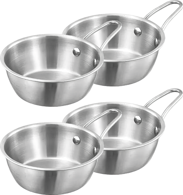 正304韓式帶柄多用碗 10cm, 不鏽鋼, 4個
