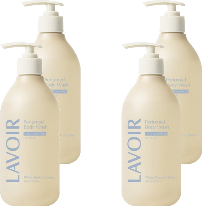 LAVOIR 純素香氛沐浴乳 白麝香與琥珀, 500ml, 4瓶