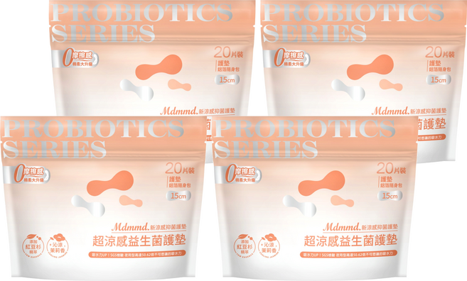 Mdmmd. 明洞國際 超涼感益生菌系列 新涼感抑菌護墊, 15cm, 20片, 4組