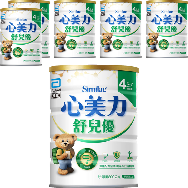Abbott 亞培 Similac 心美力 舒兒優奶粉 3~7歲, 800g, 6罐