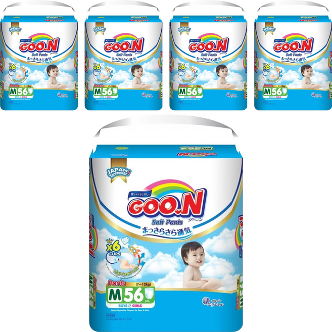 GOO.N 大王 輕薄舒爽系列 紙尿布 褲型 7~12kg, M, 280片