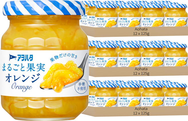 Aohata 柑橘果醬 無蔗糖, 125g, 36罐