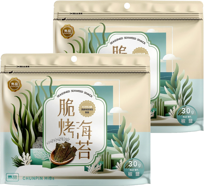 chun pin 雋品 脆烤椒鹽海苔, 30g, 2個