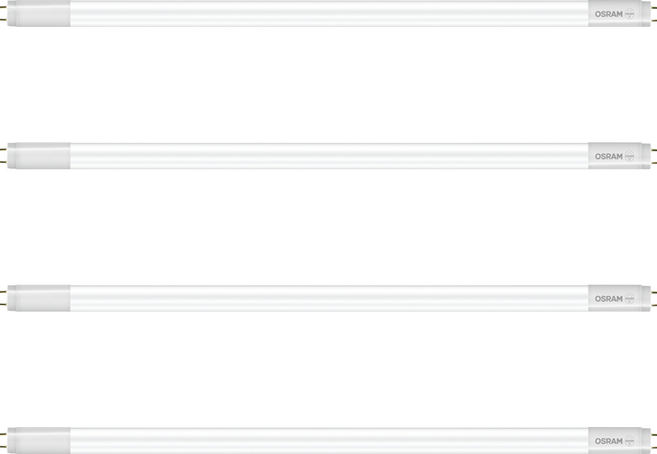 OSRAM 歐司朗 LED T8玻璃雙端燈管 2尺 10W, 4個, 自然光 白色