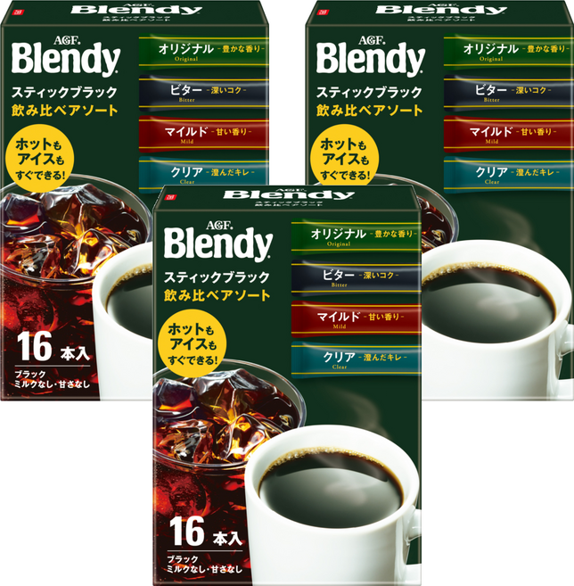 AGF Blendy 即溶黑咖啡 綜合風味, 2g, 3個, 16個裝