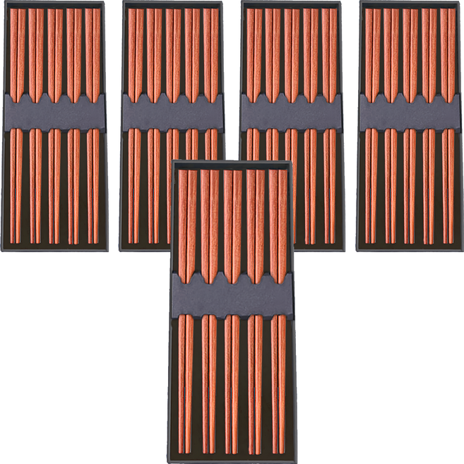 LifeShopping 實木筷子禮盒組, 紅檀木, 5雙筷子, 5組