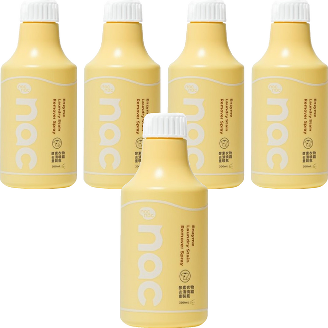 nac nac 酵素衣物去漬噴霧重裝瓶, 5個, 300ml