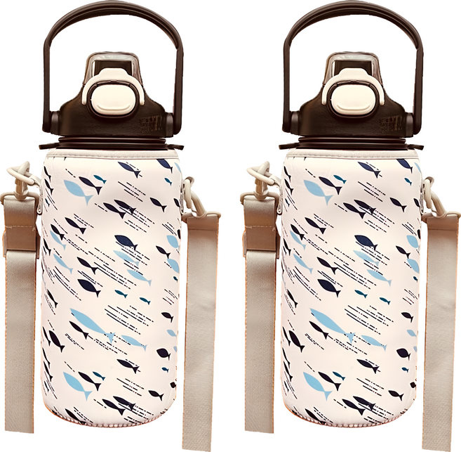 保溫杯杯套 白色小魚, 1個, 2個