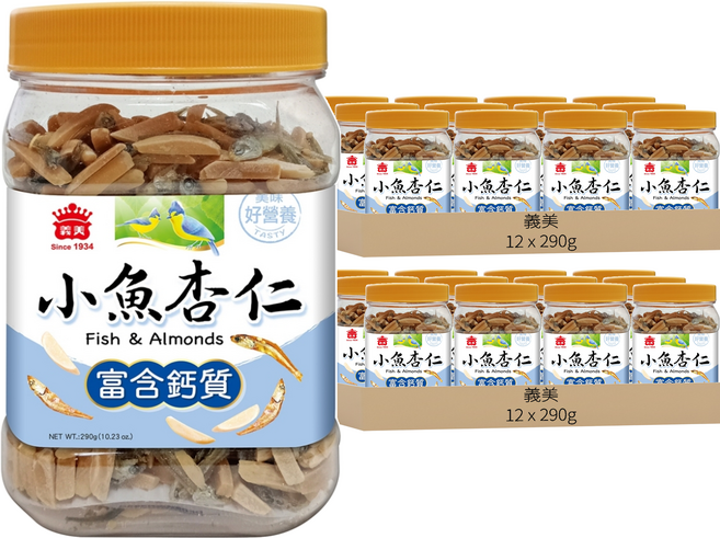 義美 小魚杏仁, 290g, 24罐