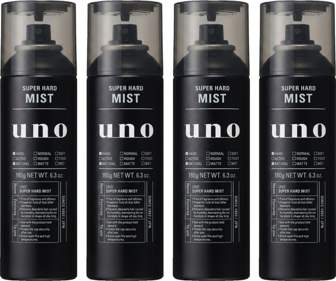 uno 強硬作風超硬噴霧, 180g, 4個