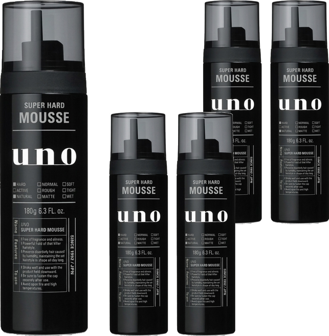 uno 強硬作風定型慕斯, 180g, 5個