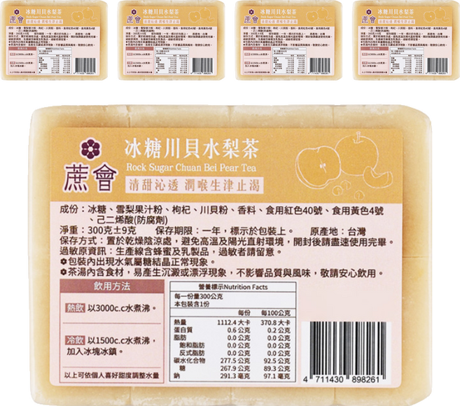 蔗會 冰糖川貝水梨茶, 5個, 1個裝, 300g
