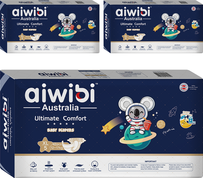 aiwibi 愛薇彼 夜用甄柔瞬吸 黏貼型尿布 12~17kg, XL, 126片