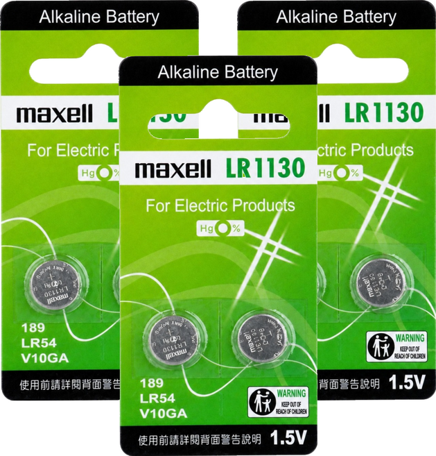 maxell 鈕扣電池 LR1130, 3個, 2個裝