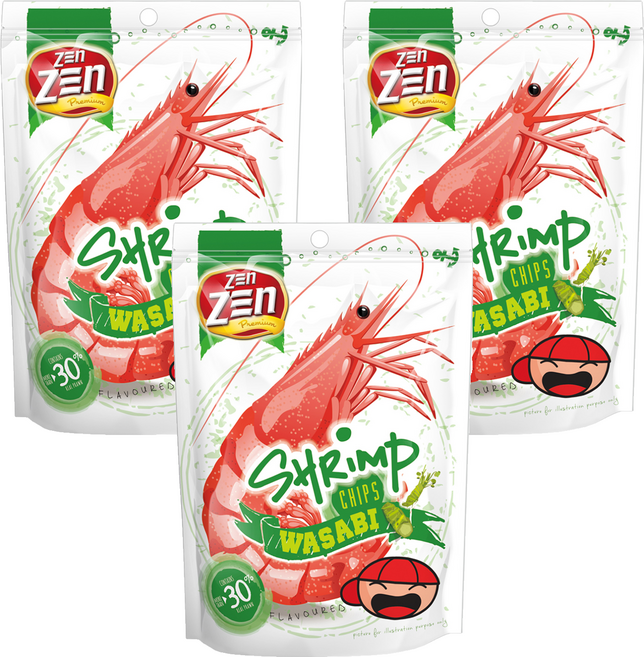 ZEn ZEn 吉珍 大馬讚讚來蝦片 山葵味, 70g, 3個