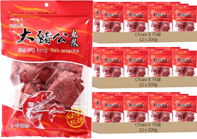 Chiao-E 巧益 大豬公魚卷, 200g, 36包