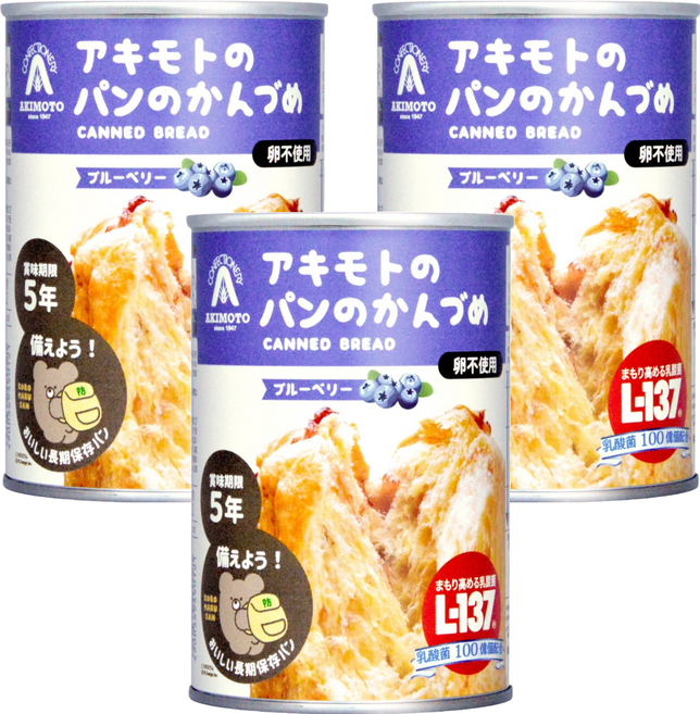 AKIMOTO 罐裝麵包 藍莓口味, 100g, 3個