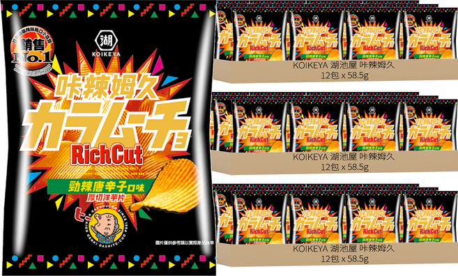 KOIKEYA 湖池屋 咔辣姆久 厚切洋芋片 勁辣唐辛子, 36包, 58.5g