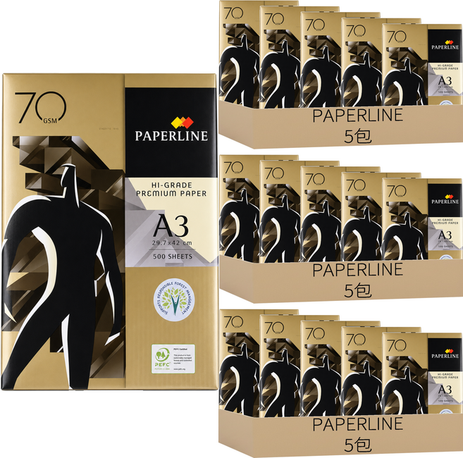 PAPERLINE 金牌多功能影印紙 70gsm 500張, 15包, A3
